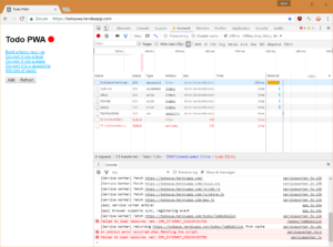 When offline, the static resources and cached data are returned via the service worker.